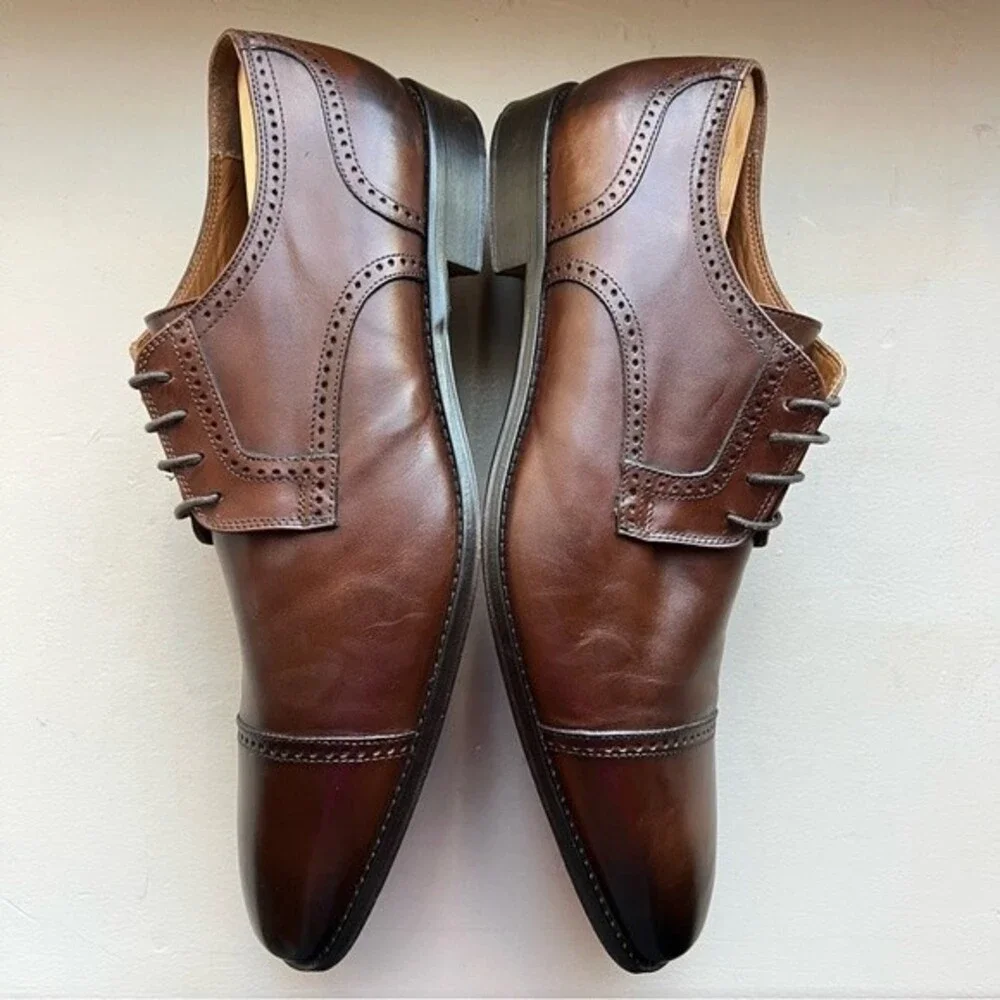 Saks Fifth Avenue Brown Italian Leather Cap Toe Lace Up Oxford Shoes Men’s12 M‎
